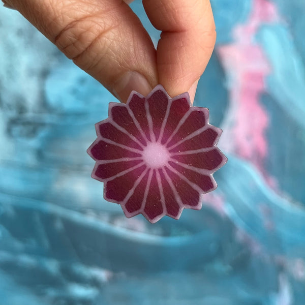 Flower Pom Earrings, Tawny Port