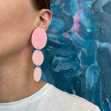 Three Oval Drop Earrings, Cotton Candy Pink