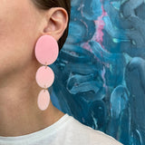 Three Oval Drop Earrings, Cotton Candy Pink