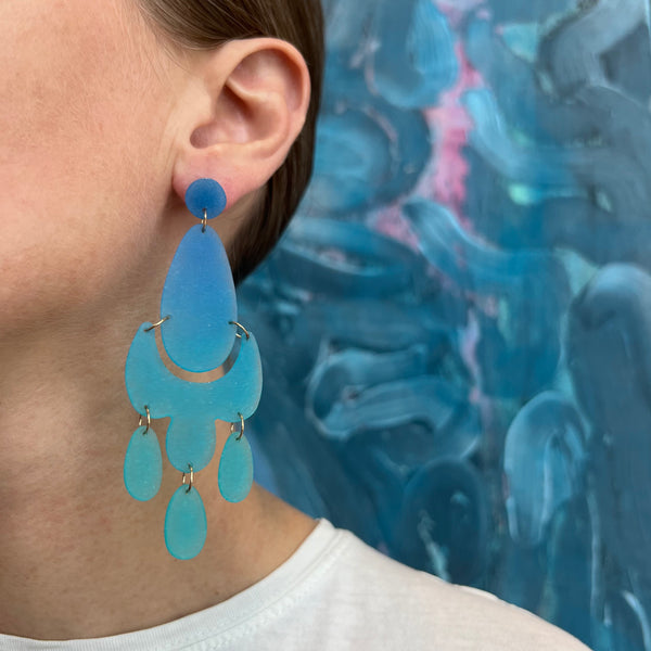 Large Chandelier Earring, Royal Blue-Dark Turquoise