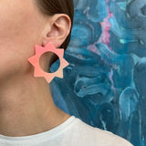 Large Soleil Earrings: Pink-Melon-Beige