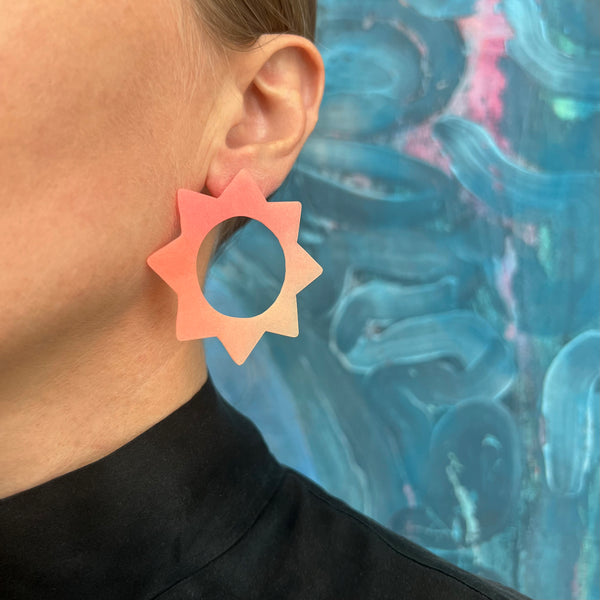 Large Soleil Earrings: Pink-Melon-Beige