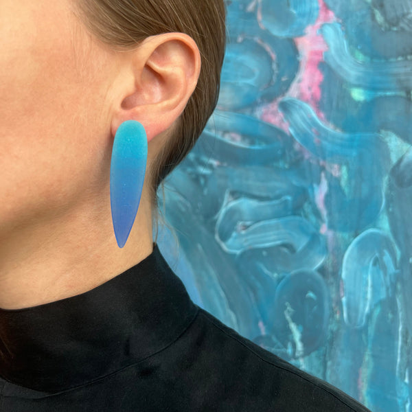 Dagger Drop Earrings, Aqua - Royal Blue