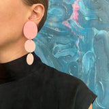 Three Oval Drop Earrings, Cotton Candy Pink