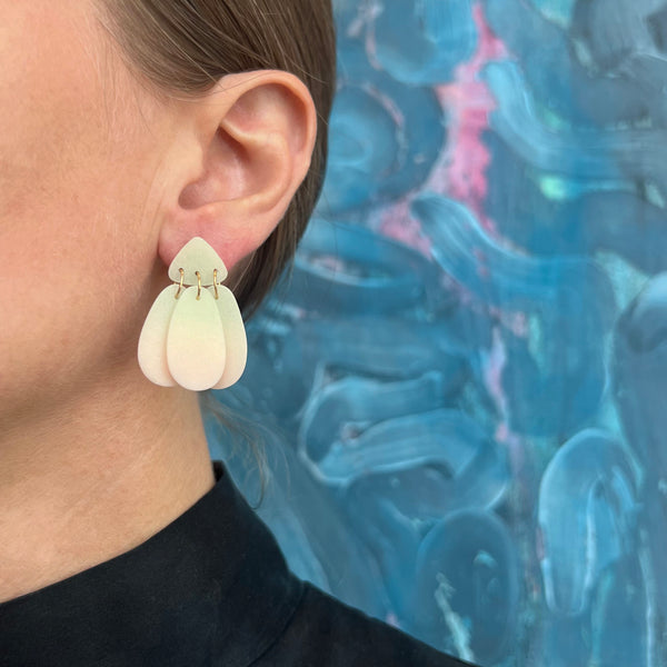 Small Three Tassel Earring, Mint Green - Millennial Pink