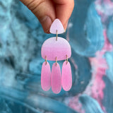 Medium Three Tassel Earring, Light Lilac - Cool Blush