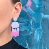 Medium Three Tassel Earring, Periwinkle - Cool Blush Pink