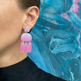 Medium Three Tassel Earring, Light Lilac - Cool Blush