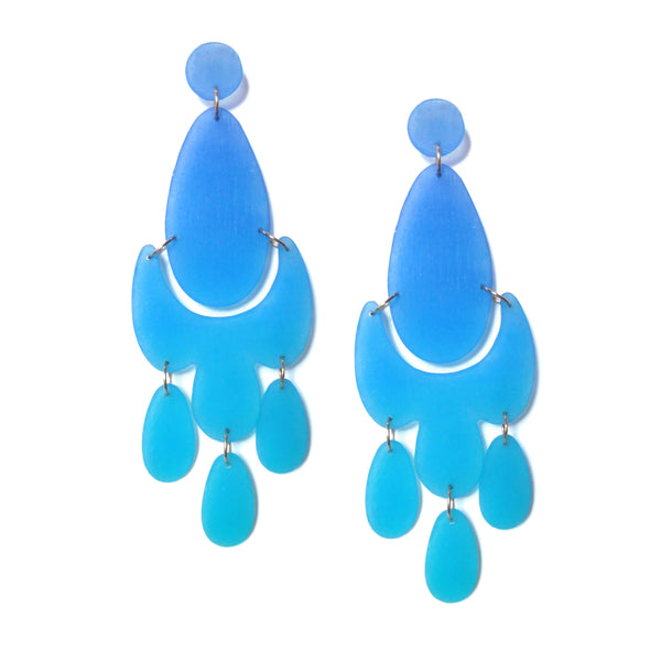 Large Chandelier Earring, Royal Blue-Dark Turquoise