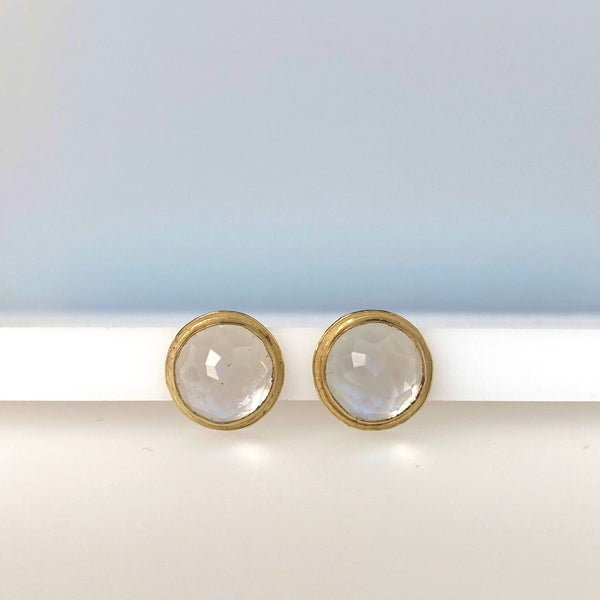 Large white topaz studs